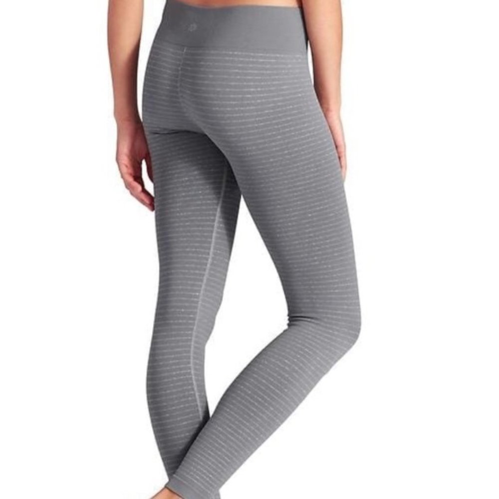 Athleta grey/silver striped athletic leggings S